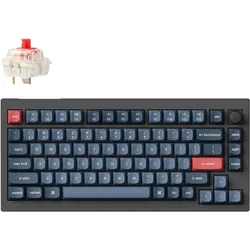 Keychron V1 Max (DE, Kabelgebunden, Kabellos), Tastatur, Schwarz, Blau