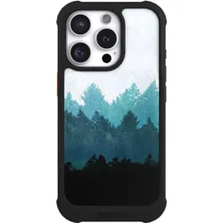 Nivocase Hülle für Apple iPhone 16 Pro Stossfeste Handyhülle NIVOmax Case Schwarz Abstrakt Baum Wald (Apple iPhone 16 Pro), Smartphone Hülle, Schwarz