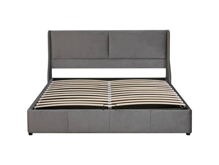 Cadre de lit rembourré ZUONCEGLNG coffre relevable velours gris 180 x 200 cm