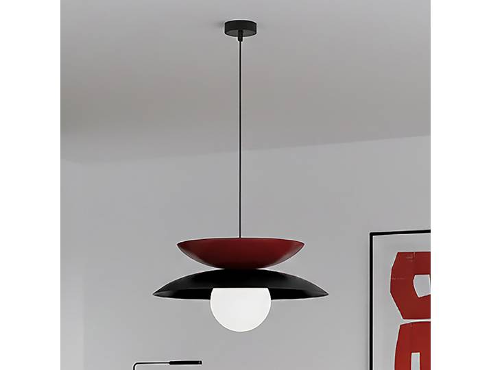Pendelleuchte Nagoya 41 x 140 x 41cm Schwarz/Schwarz/Rot Glasart: Opalglas Material: Glas, Metall Metallart: Stahl Oberfläche Metall: