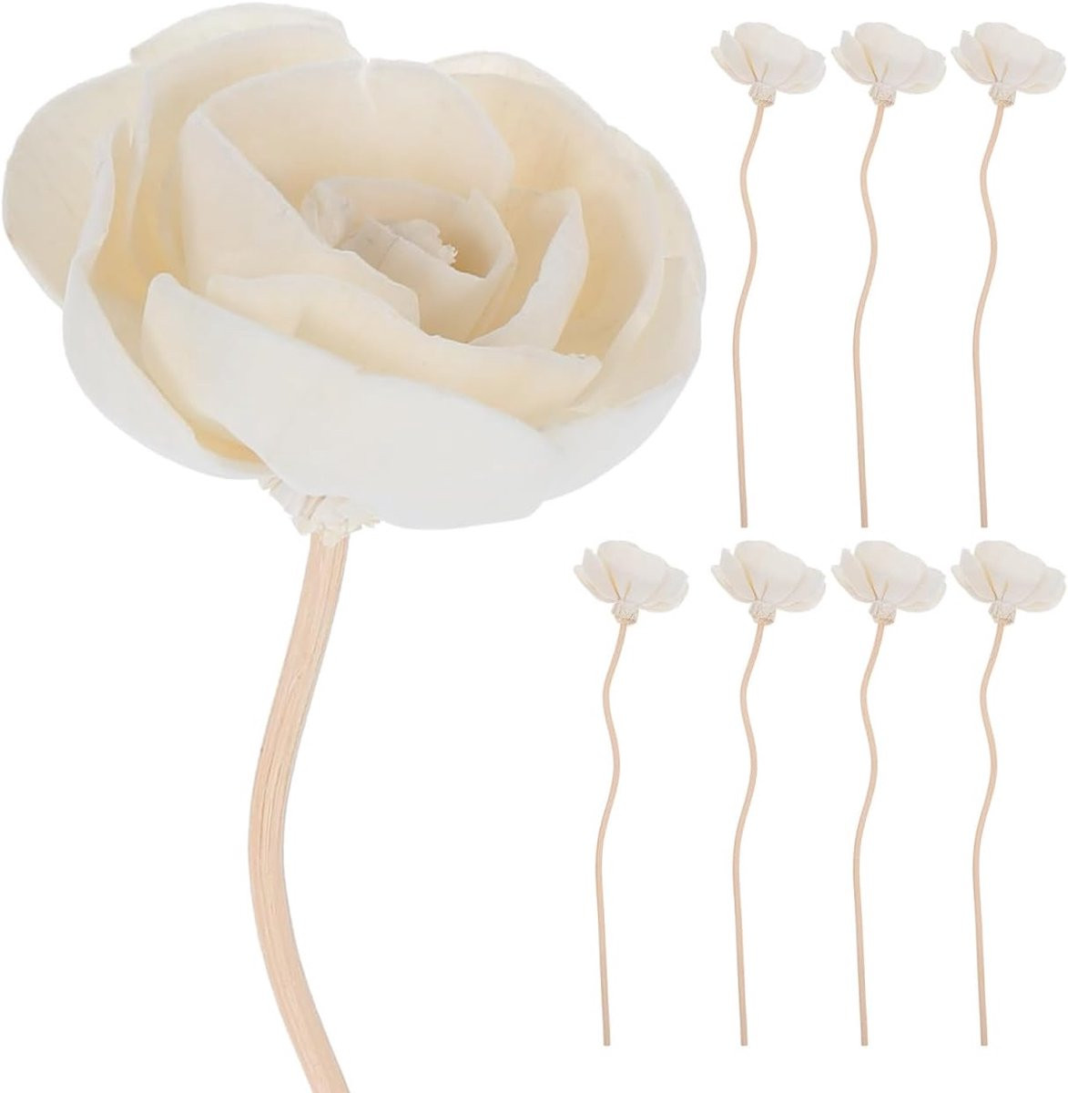 ShopVlot Geurstaafjes 8 stuks - Handgemaakt van rotan met gedroogde bloemen voor aromatherapie