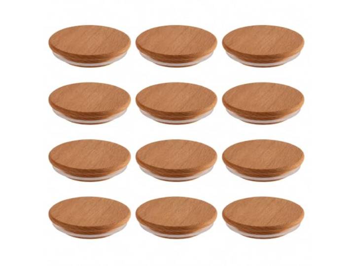 APS Couvercle pour bocal Weck\, bois de hêtre\, set de 12