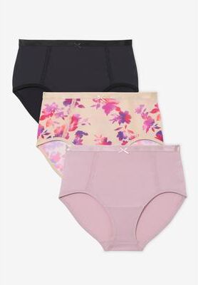 Plus Size Women's Full Coverage Microfiber Panty 3-Pack by Catherines in Watercolor Floral Pack (Size 10)
