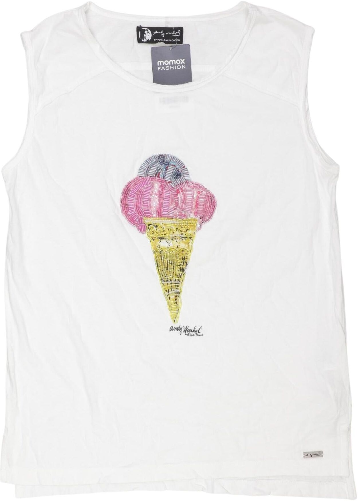 Andy Warhol by Pepe Jeans Damen Top, Weiß, Gr. XS, Baumwolle - Second Hand