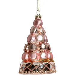 Christbaumschmuck Glas 13,3cm Macaron Tannenbaum Figur Kugeln Weihnachtsbaum Anhänger Weihnachten Christbaumanhänger Weihnachtsbaumschmuck Rosa