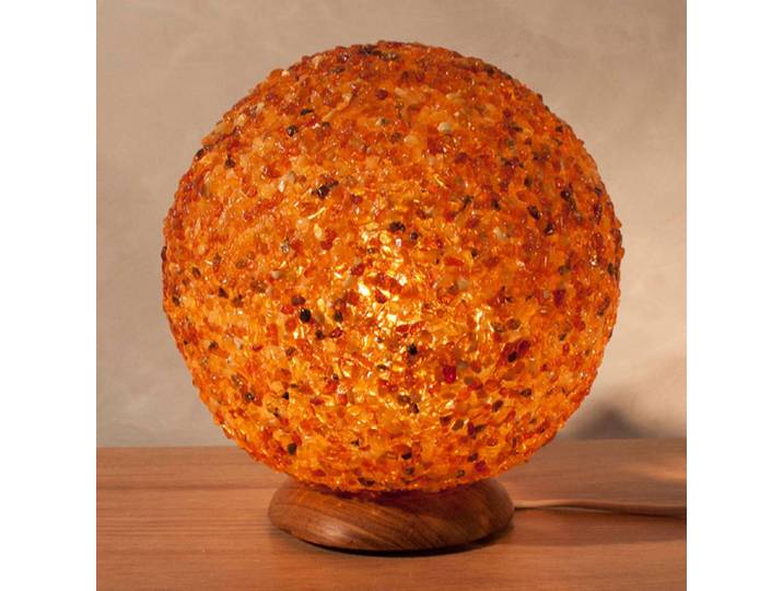 Wagner Life LED-Tischleuchte Bernstein in Kugelform BERNSTEIN, creme / amber, für Wohn- / Esszimmer, Stein