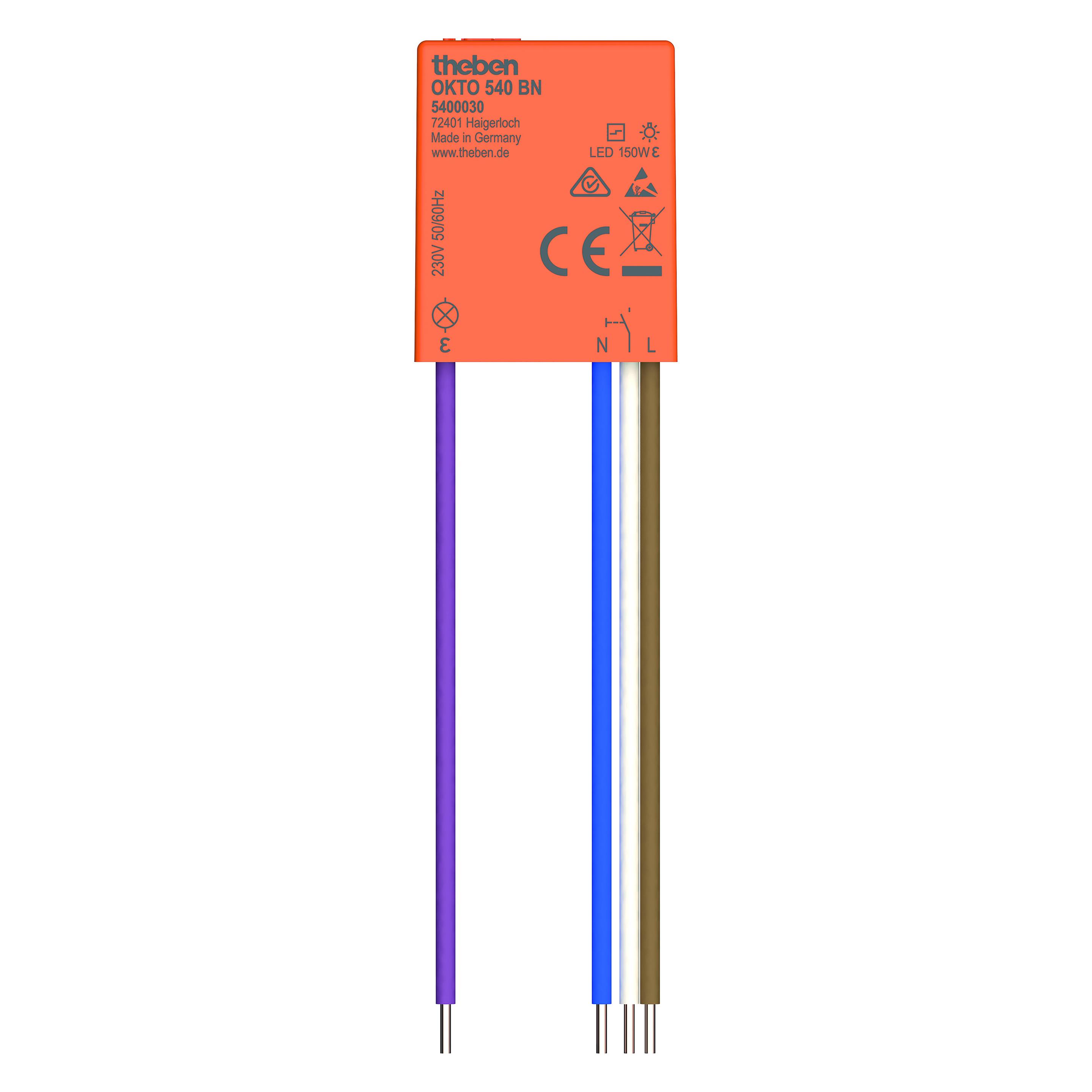 Theben 5400030 OKTO 540 BN - Unterputz-Stromstossschalter, ultrakompakt (26,4 x 32,5 x 10,4 mm), gerä (5400030)