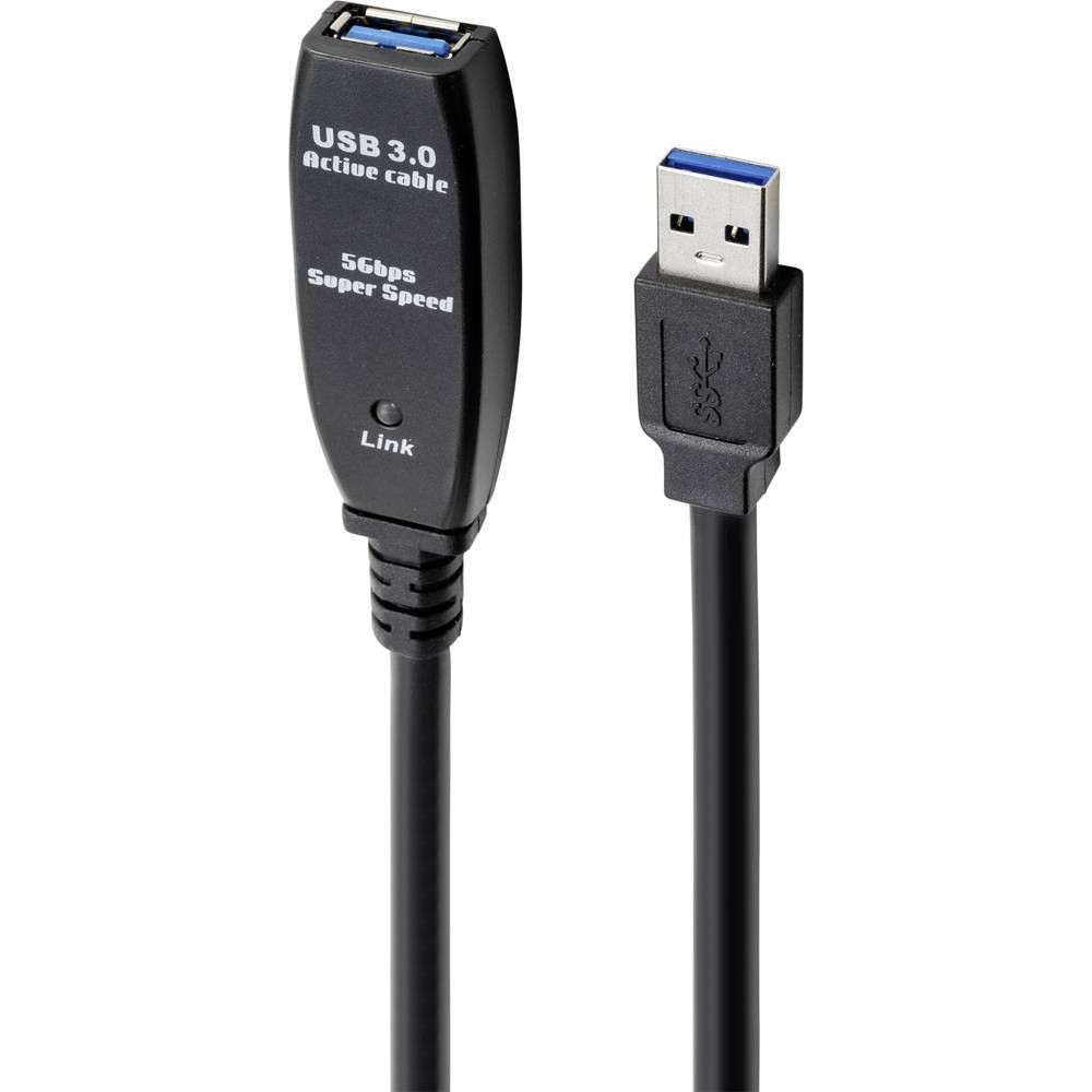 Renkforce USB 3.2 Gen1 USB-A naar USB-A kabel, 5 meter, zwart, RF-4598344