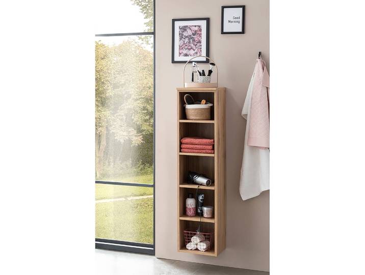 home24 Open kast Stubach II 130cm bruin/Wotan eikenhouten look