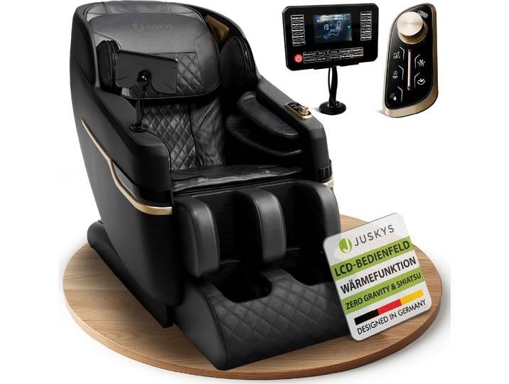 Juskys Massagesessel Naxos, elektronisch, Bluetooth & Heizung – Schwarz