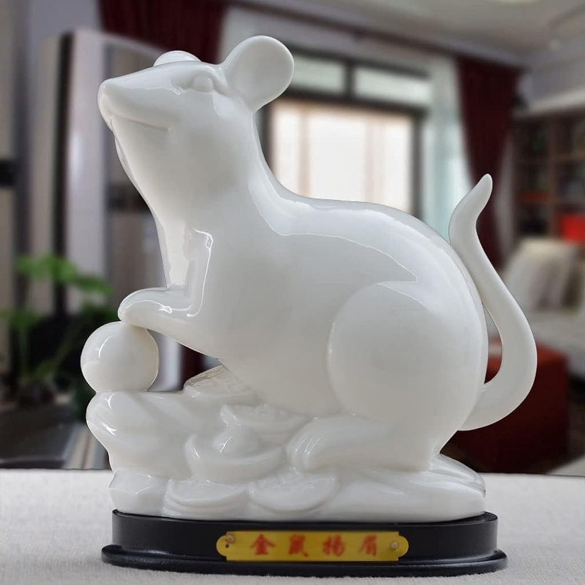 Keramische Dierenriem Sculptuur Rat - Feng Shui Bureau Decoratie