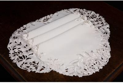 Xia Home Fashions Arietta Embroidered Cutwork Placemats, 12 by 18-Inch, Set of 4