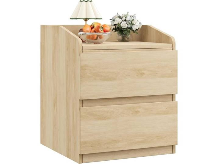 GARVEE Table de chevet Table de nuit avec 2 tiroirs Design courbé élégant Rangement pratique Table d'appoint Poignée sans saillie