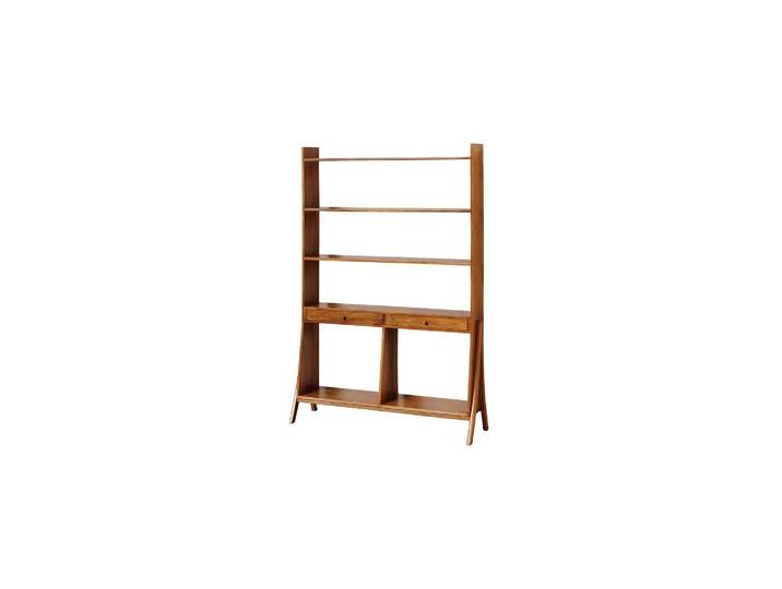 Étagère en bois de manguier marron, autoportante, 5 étagères - Ch