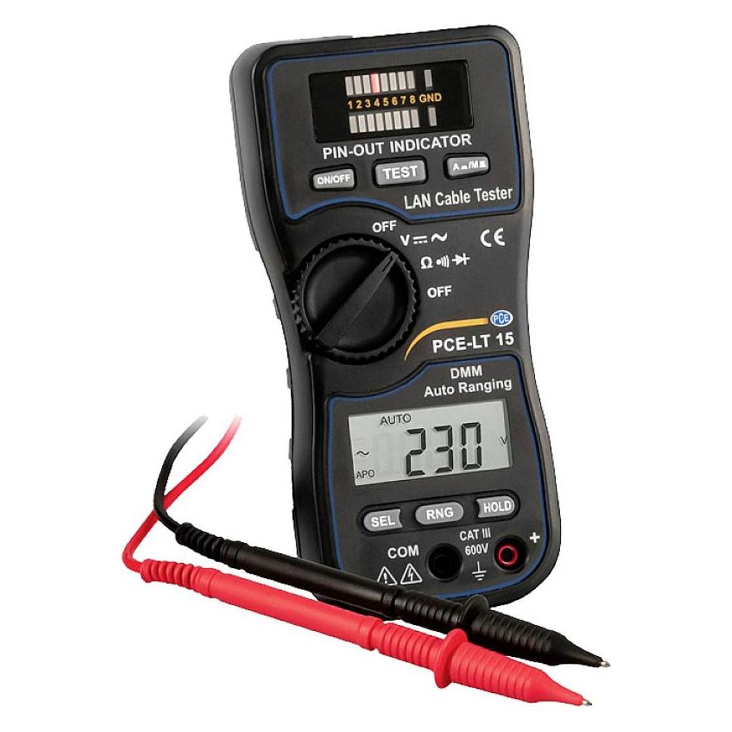 PCE Instruments Multimeter (CAT III 600V, Kabeltester) (PCE-LT 15)