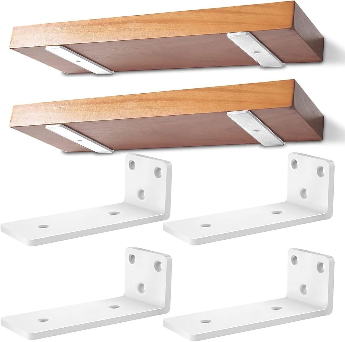 Zwevende Plankdragers - Onzichtbare Steunen - Wit - 4 stuks