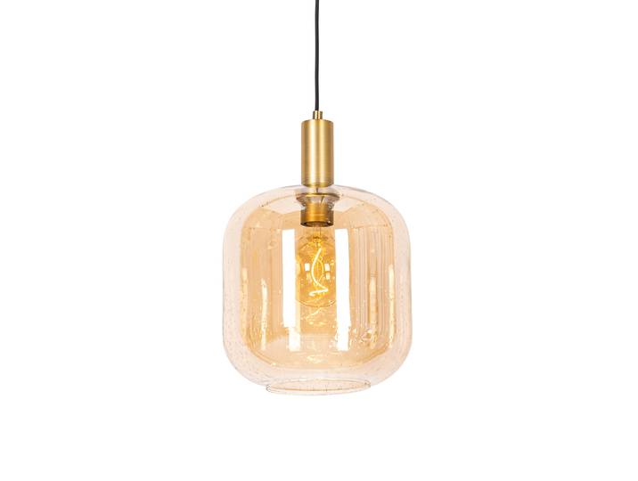 Suspension design noire avec laiton et verre ambré - Zuzanna