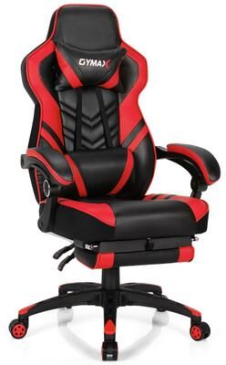 Costway Adjustable Gaming Chair with Footrest for Home Office-Red