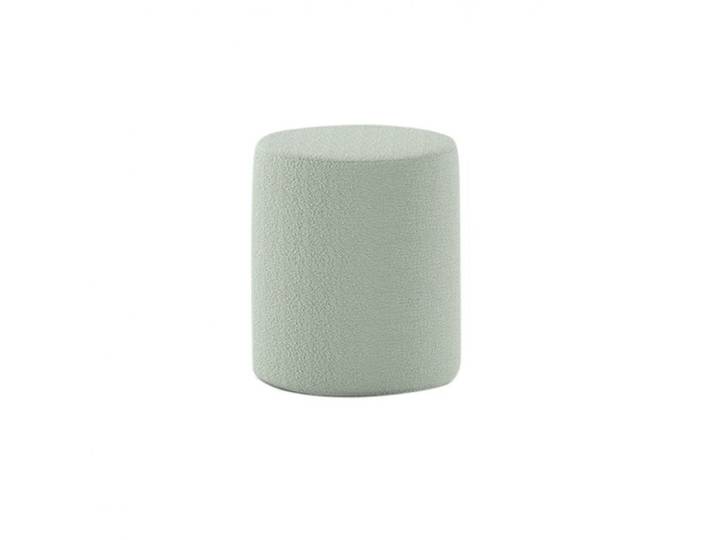 CONNIE - Pouf Rond 41cm Tissu Bouclé Vert Olive