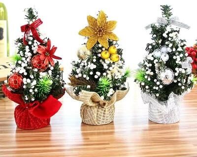 Inspired Finds Mini Merry Christmas Tree 8 inch Desk & Bedroom Decoration gold 8 In