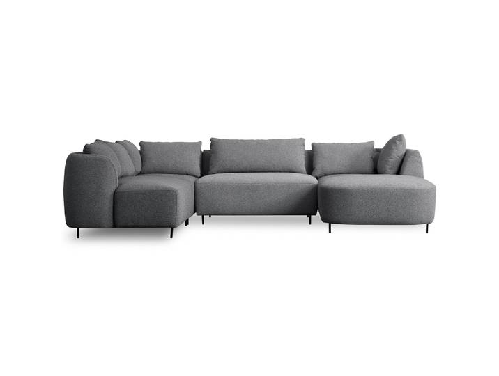 Modulares Lanomi Ecksofa U-förmig linksseitig grau Bouclé