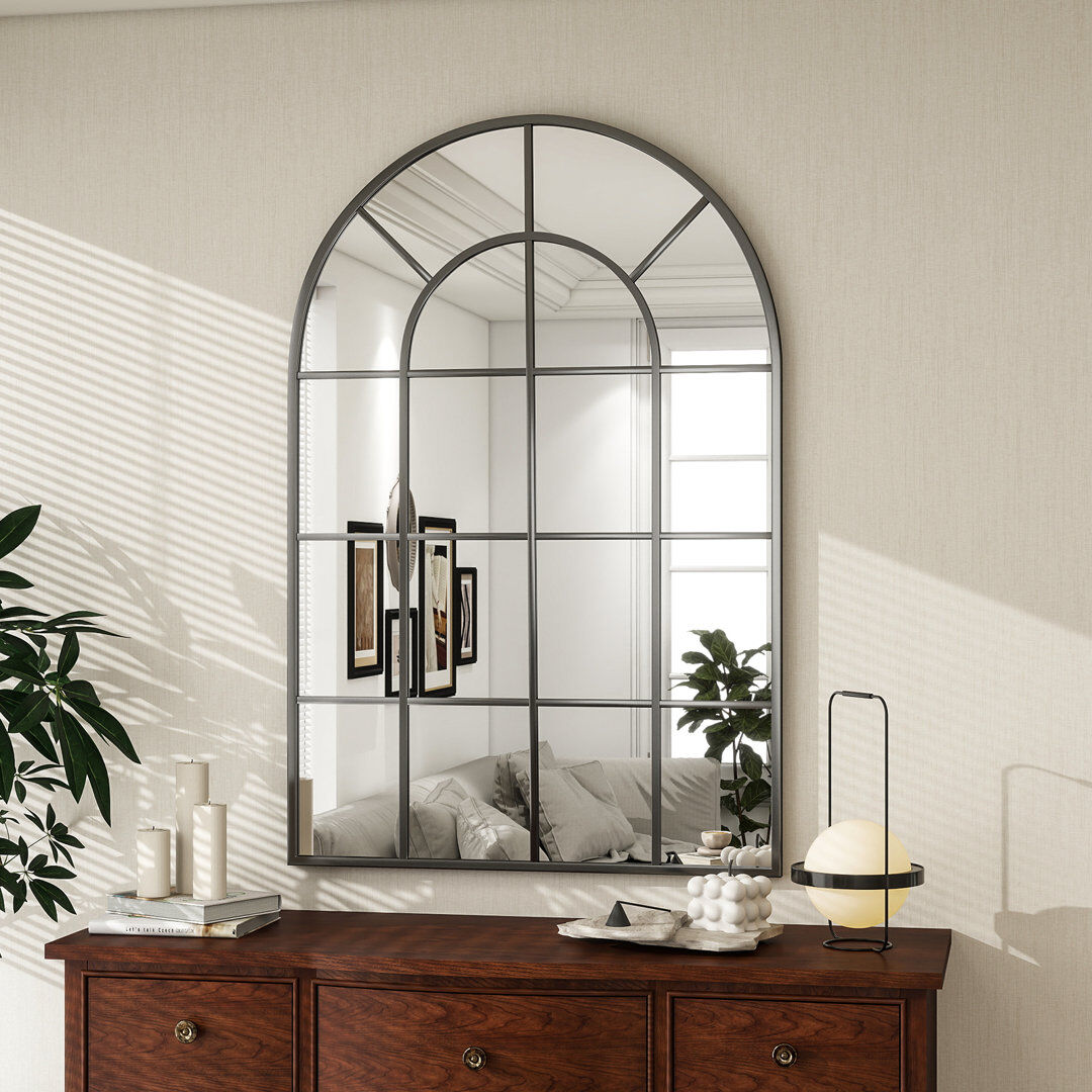Blue Elephant Aluminium Arch Wall Mirror Black 91.4cm x 61cm