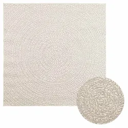 vidaXL Teppich ZIZUR Creme 120x120 cm Jute-Optik Indoor und Outdoor