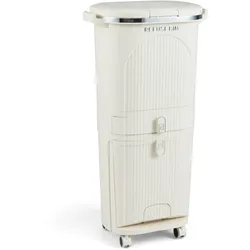 Helloshop26 - Küchenabfalleimer 43 x 29 x 82,5 cm 3-Kammer-Recyclingbehälter ergonomisch und leicht zu bewegen beige PP 20_0018883