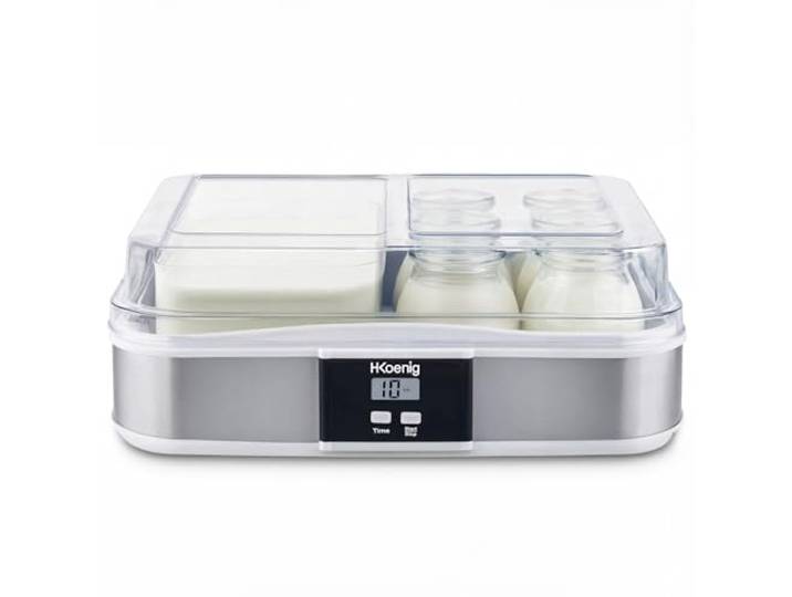H.Koenig Joghurtbereiter ELY120, Kapazität 12 x 160 ml, Programmierbar, LCD-Display, Edelstahlgehäuse, BPA-frei, Spülmaschinenfest, Automatische Abschaltung, 21,5 Watt Leistung