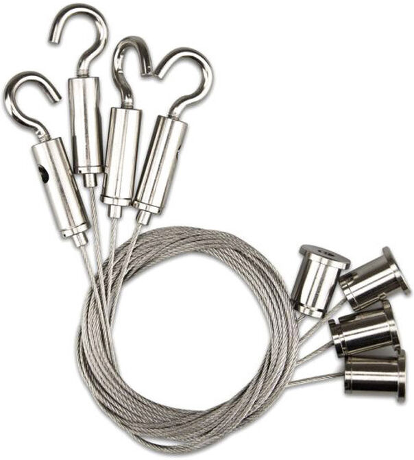 Isoled Seilabhängung (4 Stk) Mit Deckenverschraubung Und Gegenstück Mit Haken Inkl. Stahlseile