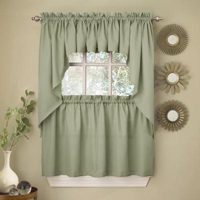 Sweet Home Collection Opaque Ripcord Kitchen Window Curtains - Swag, Tier & Valance