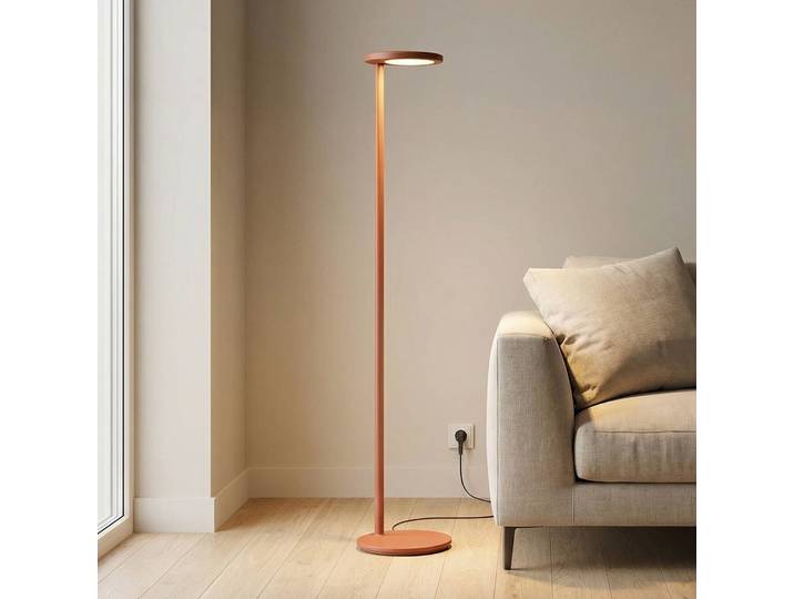 Flos Architectural Designer Stehlampe Oblique Floor USB-C, dimmbar, rot, für Wohn- / Esszimmer, Aluminium, Stehleuchte