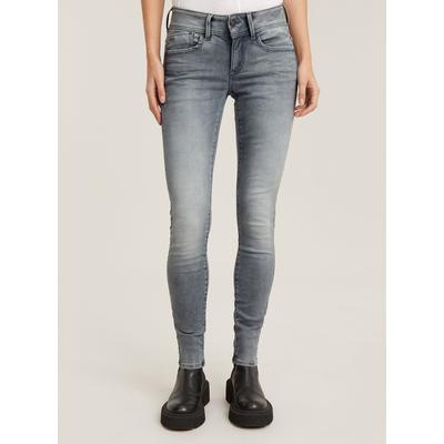 Regular-fit-Jeans G-STAR "Lynn Skinny Jeans", Damen, Gr. 25, Länge 32, faded industrial grau, Obermaterial: 92% Baumwolle, 6% Andere Materialien, 2% Elasthan, Jeans