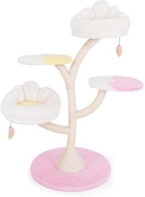 Costway Multi-Layer Cat Tree Cat Tower with 2 Cat Perches 2 Platforms-Pink