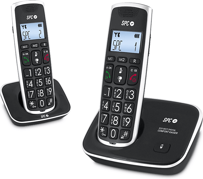 Teléfono - SPC Telecom 7609 Dúo con Manos libres y pantalla iluminada, Negro