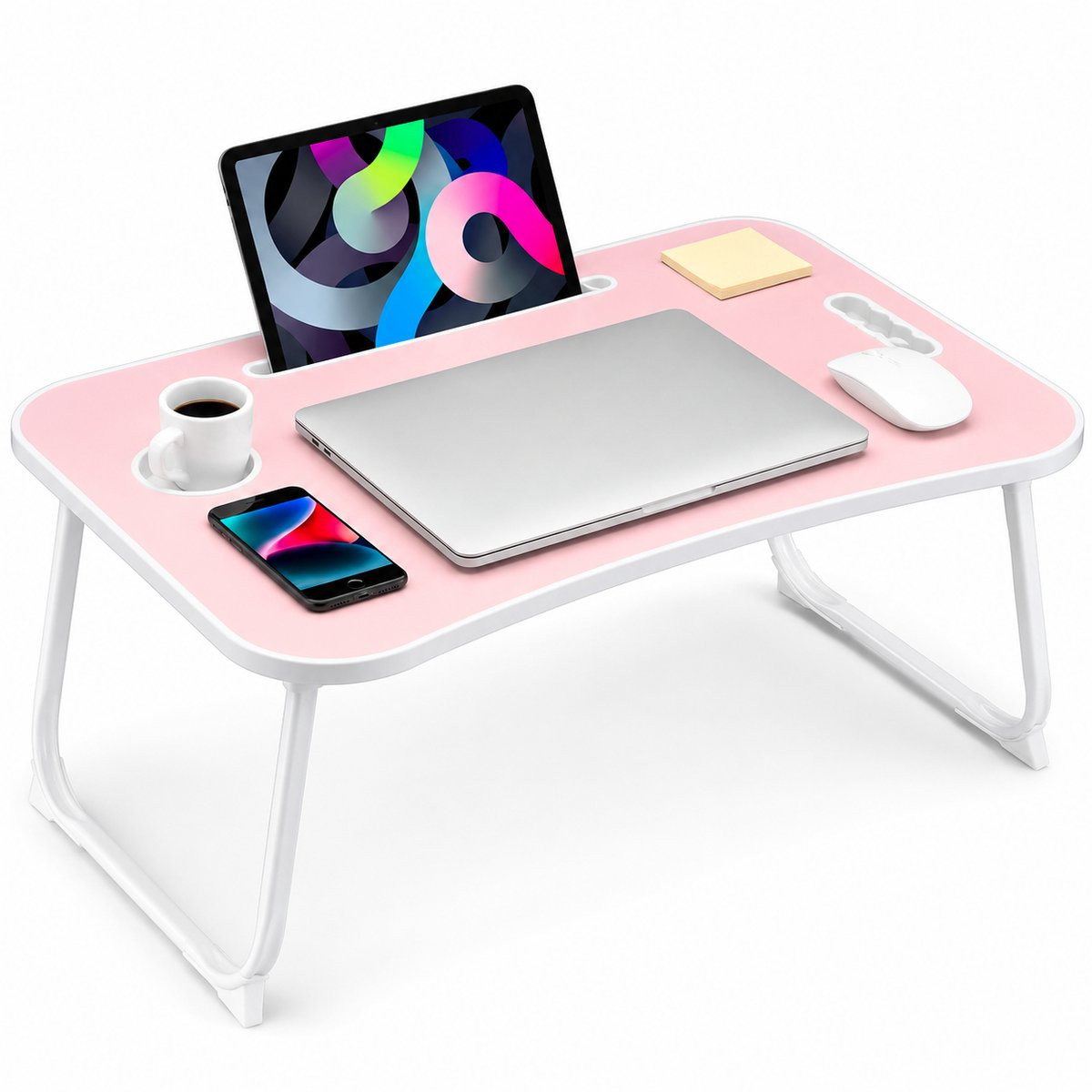 Sounix Inklapbare Bedtafel en Laptoptafel - Roze - B: 60 cm, D: 40 cm, H: 27 cm