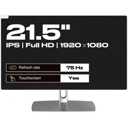 Japannext 54,6cm JN-IPS2152FHDR-C65W-FLD-T HDMI/DP Touch FHD (1920 x 1080 Pixel, 21.50"), Monitor, Grau