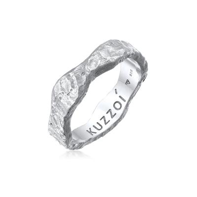 Silberring KUZZOI "Ring Herren Bandring Organic Struktur 925 Silber" Gr. 66, silber, Fingerringe, Herren, 66, Silber 925 (Sterlingsilber), Silberring