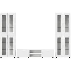 vidaXL, TV Möbel, Rivka TV cabinet with 2 drawers +2x Highboard with 4 glass doors (150 x 39 x 30 cm)
