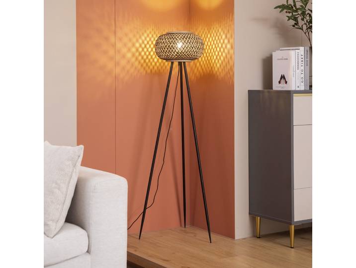 Nerys Lampadaire Black/Wood - Lindby - Salon / séjour - Bois - Trépied