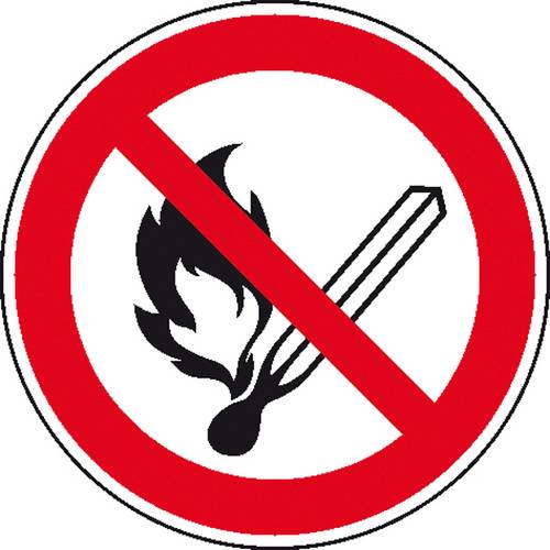 Verbotsschild Keine offene Flamme, Feuer, offene Zündquelle und Rauchen verboten Aluminium (Ø) 315mm ISO 7010 1St.