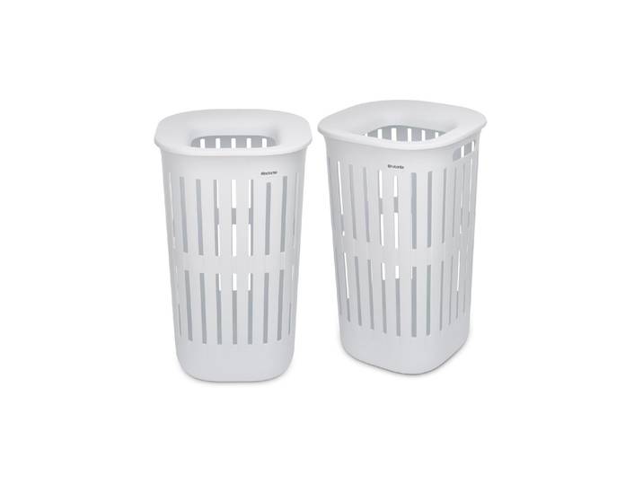Wäschekorb BRABANTIA Collect-It 2 x 55 l , weiss (weiß), B:38,2cm H:64,3cm T:38,2cm, Kunststoff, Wäschesammler, Wäschekorb