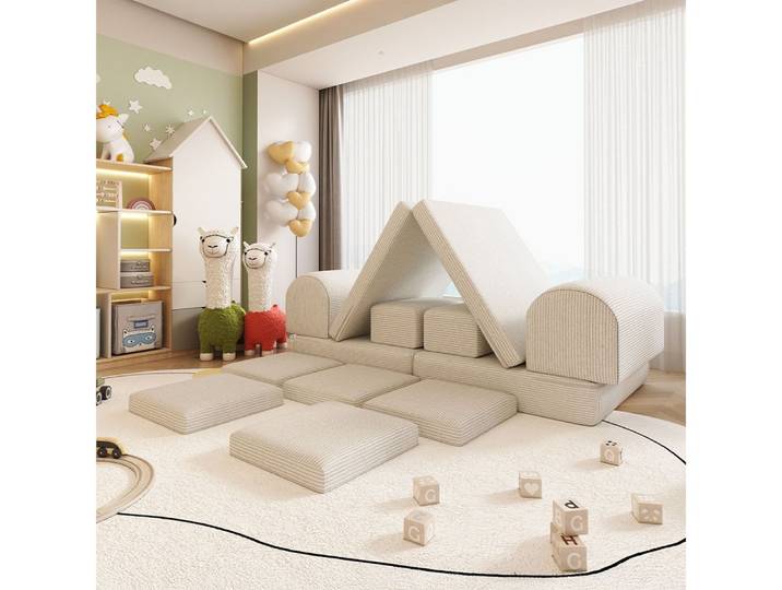 HOME DELUXE Kindersofa Spielsofa LIV inkl. Stapelsteine, Unendliche Kombinationsmöglichkeiten, Modulares Spielsofa, Platzsparend, Cord Sofa, Kindgerechtes Sofa