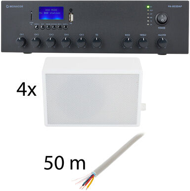 Monacor PA-803DAP 4 room bundle blanc