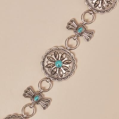 Lucky Brand Metal Turquoise Chain Belt - Women's Accessories Belts in Silver, Size S/M