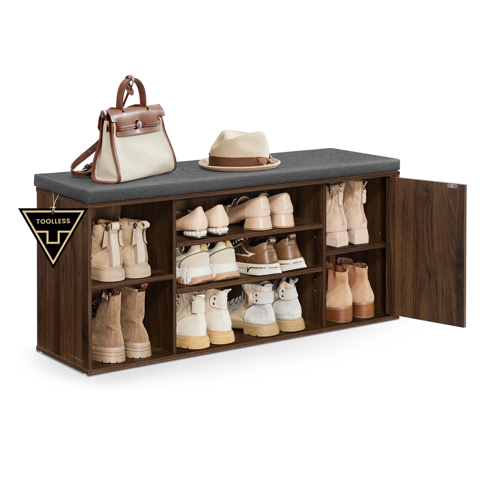 SONGMICS HOME Schuhbank mit Stauraum und verstellbaren offenen Fächern LHS391KE02