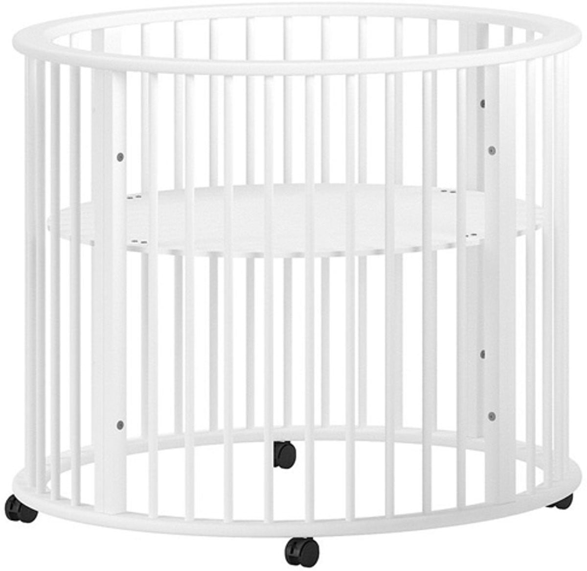 Vipack Babypark Dino Verstelbaar Eenpersoons Bed - Wit Beukenhout - Ø 90 cm