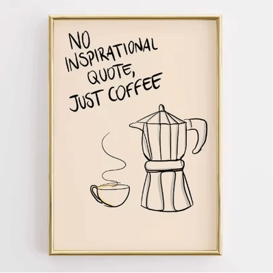 Inspire Picks Funny Retro Kitchen Wall Art Coffee Lover Quote Canvas Poster Decor 4 30x45cm Unframed