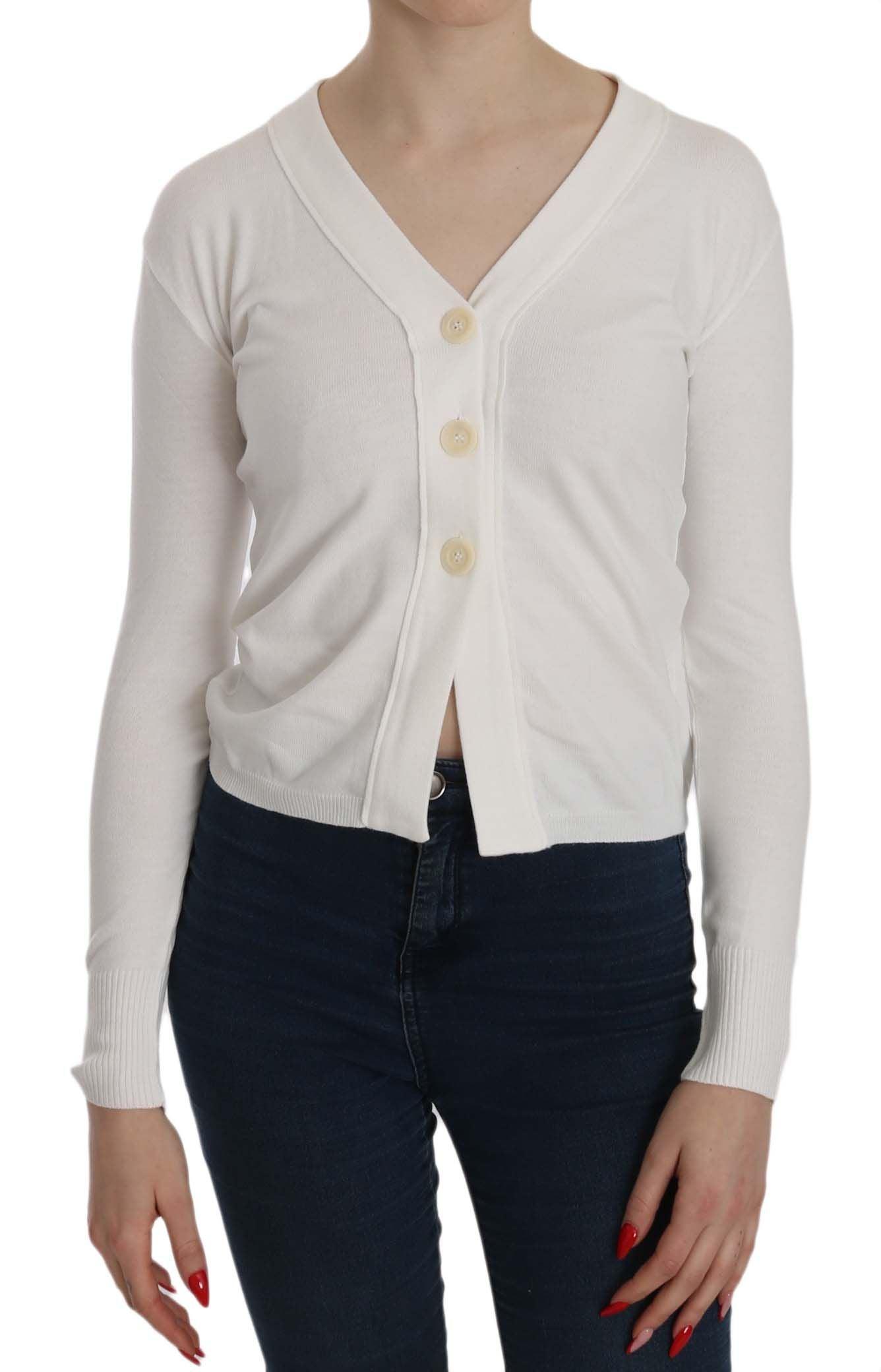 BYBLOS Weißer V-Ausschnitt Langarm Gekürzter Cardigan Pullover