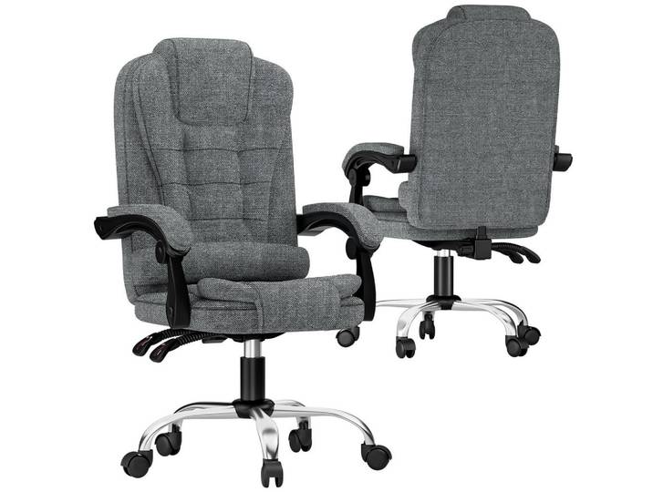 Rattantree Bürodrehstuhl modern, gepolsterte Sitzfläche, höhenverstellbar – Grau, Metall, 64x115x64 cm, Büromöbel, Bürostühle, Drehstühle